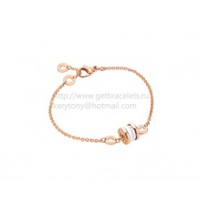 Bransoletka Bvlgari B.zero1 Soft w kolorze różowego złota z wisiorkiem ceramicznym w kolorze różowego złota i białej ceramiki