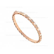 Zestaw cienkiej bransoletki Bvlgari Serpenti Viper z 18-karatowego różowego złota z elementami z masy perłowej i diamentami