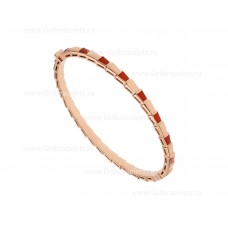 Zestaw cienkiej bransoletki Bvlgari Serpenti Viper z 18-karatowego różowego złota z elementami karneolu