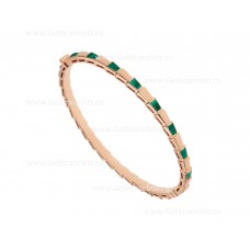 Zestaw cienkiej bransoletki Bvlgari Serpenti Viper z 18-karatowego różowego złota z elementami malachitu