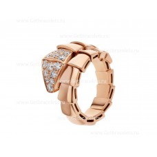 Pierścionek Bvlgari Serpenti Viper One-Coil ze złota różowego 18K z diamentami Pave