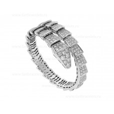 Bransoletka Bvlgari Serpenti Viper One-coil z 18-karatowego białego złota z pełnym diamentowym wykończeniem Bransoletka Bvlgari Serpenti Viper One-coil z 18-karatowego białego złota z pełnym diamentowym wykończeniem