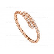 Bransoletka Bvlgari Serpenti Viper One-coil Thin z 18-karatowego różowego złota z pełnym diamentowym szlifem Bransoletka Bvlgari Serpenti Viper One-coil Thin z 18-karatowego różowego złota z pełnym diamentowym szlifem