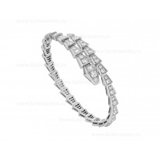Bransoletka Bvlgari Serpenti Viper One-coil Thin z 18-karatowego białego złota z pełnym diamentowym szlifem Bransoletka Bvlgari Serpenti Viper One-coil Thin z 18-karatowego białego złota z pełnym diamentowym szlifem