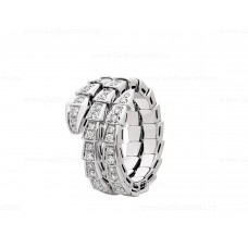Pierścionek Bvlgari Serpenti Viper Two-coil z 18-karatowego białego złota z diamentami Pave