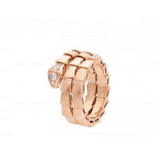 Pierścionek Bvlgari Serpenti Viper Two-coil z 18-karatowego różowego złota z diamentami Demi-Pave