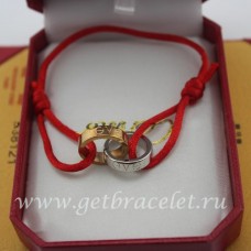 Bransoletka Cartier Love z różowego złota i białego złota z czerwonym chropowatym