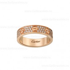 Obrączka ślubna Cartier Love z różowego złota wysadzanego diamentami