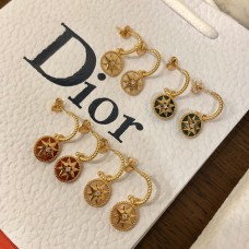 Kolczyki damskie Dior Rose Des Vents z ośmioramienną gwiazdą w kolorze żółtego złota z diamentami, mop/malachit/korneol