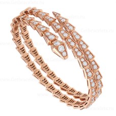 Bransoletka Bvlgari Serpenti Viper Two-Coil z 18-karatowego różowego złota z diamentami Pave Bransoletka Bvlgari Serpenti Viper Two-Coil z 18-karatowego różowego złota z diamentami Pave