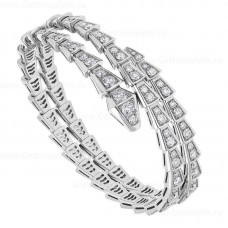 Bransoletka Bvlgari Serpenti Viper Two-Coil z 18-karatowego białego złota z diamentami Pave Bransoletka Bvlgari Serpenti Viper Two-Coil z 18-karatowego białego złota z diamentami Pave