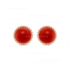 Kolczyki Van Cleef Arpels Perlee Couleurs z różowego złota z karneolem
