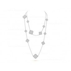 Van Cleef Arpels Perlee Magic Alhambra Długi naszyjnik 16 motywów z diamentami