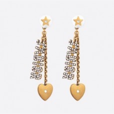 Christian Dior JADIOR Metalowe kolczyki z diamentami w kolorze antycznego złota JADIOR Wisiorek w kształcie serca z białą perłą