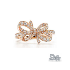 Pierścionek Tiffany Bow Ribbon ze srebra próby 925 z diamentami