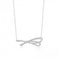 Naszyjnik z kokardą Tiffany, elegancki wisiorek z diamentami, biżuteria damska