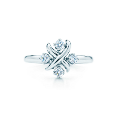 Pierścionek Schlumberger Lynn firmy Tiffany Co. z diamentami i srebrem próby 925, biżuteria walentynkowa