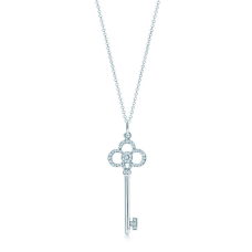 Wisiorek z koroną Tiffany Keys, fałszywy z diamentami, srebrny łańcuszek, biżuteria, wyprzedaż w Wielkiej Brytanii