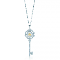 Naszyjnik z wisiorkiem Tiffany Keys Rose Key z diamentami i srebrem próby 925, wyprzedaż w Los Angeles
