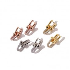 Kolczyki damskie Tiffany HardWear Double Joints z diamentami, srebro/różowe złoto/żółte złoto