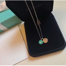 Naszyjnik damski z podwójnym okrągłym wisiorkiem w kształcie serca z emalii Tiffany Blue ze srebra 925, sprzedaż w Wielkiej Brytanii