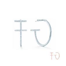 Kolczyki Tiffany z drutu typu T Hoop ze srebra próby 925 z diamentami, wyprzedaż w Wielkiej Brytanii