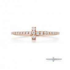 Pierścionek Tiffany T Wire z różowego złota z diamentami dla kobiet w sprzedaży w Wielkiej Brytanii