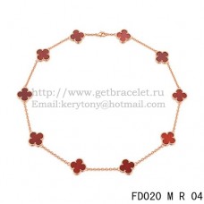 Van Cleef Arpels Alhambra Naszyjnik z różowego złota 10 motywów z masy perłowej karneolu 45 cm