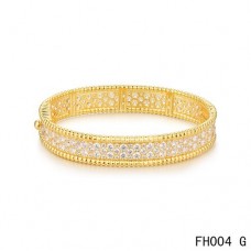 Bransoletka Van Cleef Arpels Perlee z diamentami, żółte złoto, model średni