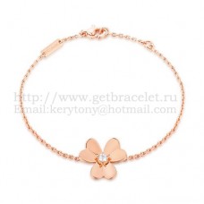 Bransoletka Van Cleef Arpels Flowers Frivole z 1 kwiatami w kolorze różowego złota z diamentem Bransoletka Van Cleef Arpels Flowers Frivole z 1 kwiatami w kolorze różowego złota z diamentem