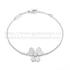 Bransoletka Van Cleef Arpels Flowers Frivole z 1 kwiatami z białego złota z diamentem Bransoletka Van Cleef Arpels Flowers Frivole z 1 kwiatami z białego złota z diamentem