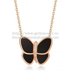 Naszyjnik Van Cleef Arpels Flying Butterfly z różowego złota z czarnymi diamentami onyksowymi Naszyjnik Van Cleef Arpels Flying Butterfly z różowego złota z czarnymi diamentami onyksowymi