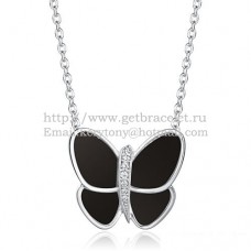 Naszyjnik Van Cleef Arpels Flying Butterfly z białego złota z czarnymi diamentami onyksowymi Naszyjnik Van Cleef Arpels Flying Butterfly z białego złota z czarnymi diamentami onyksowymi
