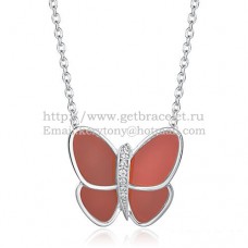 Naszyjnik Van Cleef Arpels Flying Butterfly z białego złota z diamentami z czerwonego onyksu Naszyjnik Van Cleef Arpels Flying Butterfly z białego złota z diamentami z czerwonego onyksu