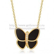 Naszyjnik Van Cleef Arpels Flying Butterfly z żółtego złota z czarnymi diamentami onyksowymi Naszyjnik Van Cleef Arpels Flying Butterfly z żółtego złota z czarnymi diamentami onyksowymi