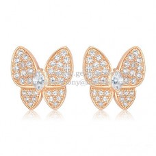 Kolczyki Van Cleef Arpels Flying Two Butterflies z różowego złota z diamentami