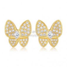 Kolczyki Van Cleef Arpels Flying Two Butterflies z żółtego złota z diamentami