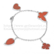 Bransoletka Van Cleef Arpels Lucky Alhambra 4 Motifs z białego złota z kombinacją kamieni 004