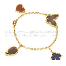 Bransoletka Van Cleef Arpels Lucky Alhambra 4 Motifs z żółtego złota z kombinacją kamieni 002