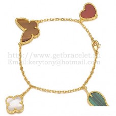 Bransoletka Van Cleef Arpels Lucky Alhambra 4 Motifs z żółtego złota z kombinacją kamieni 003