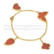 Bransoletka Van Cleef Arpels Lucky Alhambra 4 Motifs z żółtego złota z kombinacją kamieni 004