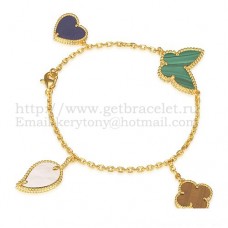 Bransoletka Van Cleef Arpels Lucky Alhambra 4 Motifs z żółtego złota z kombinacją kamieni 005