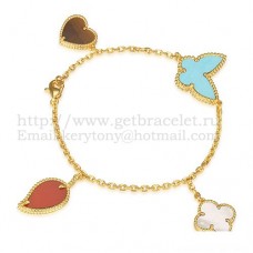 Bransoletka Van Cleef Arpels Lucky Alhambra 4 Motifs z żółtego złota z kombinacją kamieni 006