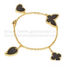 Bransoletka Van Cleef Arpels Lucky Alhambra 4 Motifs z żółtego złota z kombinacją kamieni 007