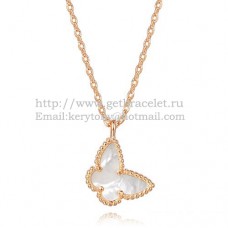 Van Cleef Arpels Lucky Alhambra Butterfly Necklace w kolorze różowego złota z białą masą perłową Van Cleef Arpels Lucky Alhambra Butterfly Necklace w kolorze różowego złota z białą masą perłową