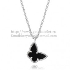 Van Cleef Arpels Lucky Alhambra Butterfly Necklace Białe złoto z czarną masą perłową z onyksu Van Cleef Arpels Lucky Alhambra Butterfly Necklace Białe złoto z czarną masą perłową z onyksu