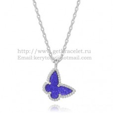 Van Cleef Arpels Lucky Alhambra Butterfly Necklace Białe złoto z masą perłową i kamieniem lapis lapis lazur Van Cleef Arpels Lucky Alhambra Butterfly Necklace Białe złoto z masą perłową i kamieniem lapis lapis lazur