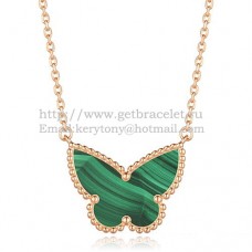 Van Cleef Arpels Lucky Alhambra Butterfly Pendant z różowego złota z masą perłową malachitową