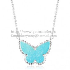 Van Cleef Arpels Lucky Alhambra Butterfly Pendant z białego złota z turkusową masą perłową