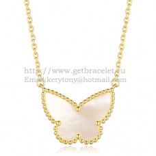 Van Cleef Arpels Lucky Alhambra Butterfly Pendant z żółtego złota z białą masą perłową
